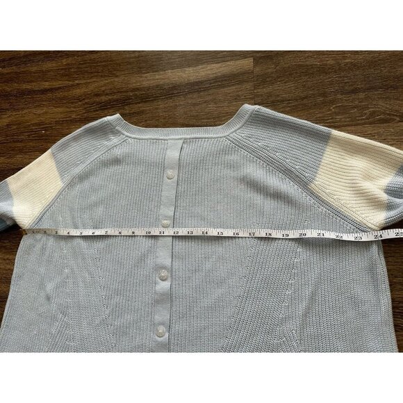 MERSEA Camden Striped Sweater Sky Blue/White Button Back Striped Sleeve ONE SIZE - Picture 8 of 10